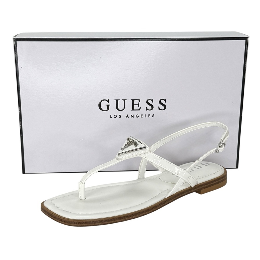 Guess Los Angeles Rainey White Patent Leather Womens Thong Sandals Size 6.5M - Picture 10 of 11